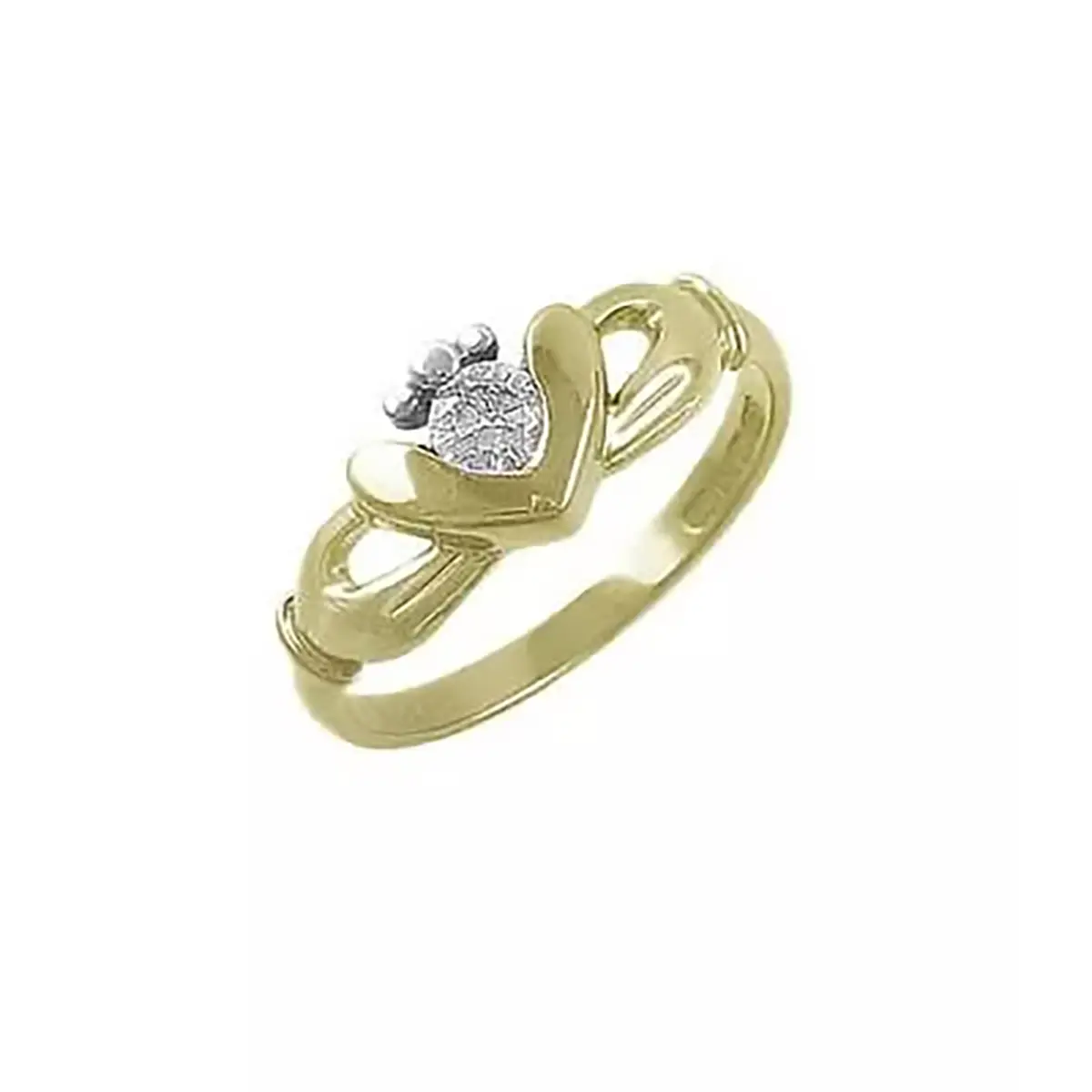 Gold Single Stone Diamond Claddagh Ring