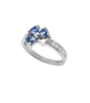 Heartshape Sapphire And Diamond Shamrock Ring