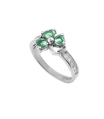 White Gold And Emerald Irish Shamrock Ring