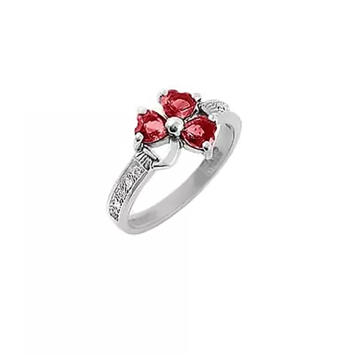Heartshape Ruby And Diamond Shamrock Ring
