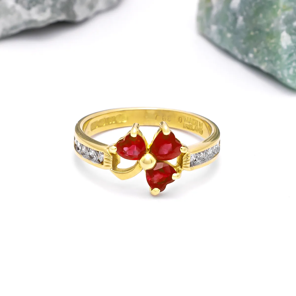 Heartshape Ruby And Diamond Shamrock Ring...