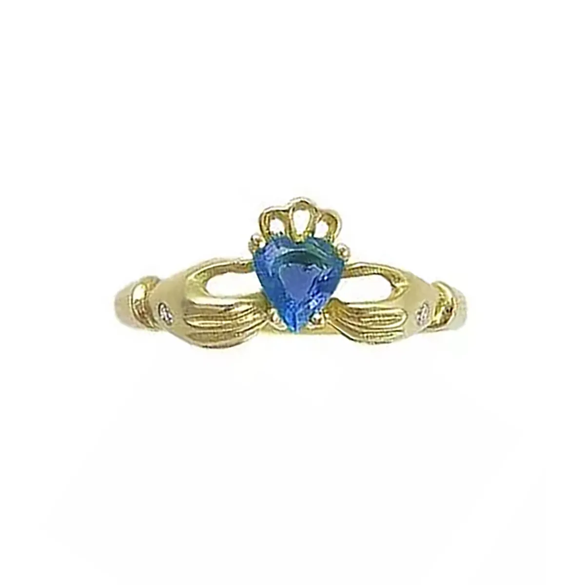 Heartshape Sapphire Diamond Claddagh Ring