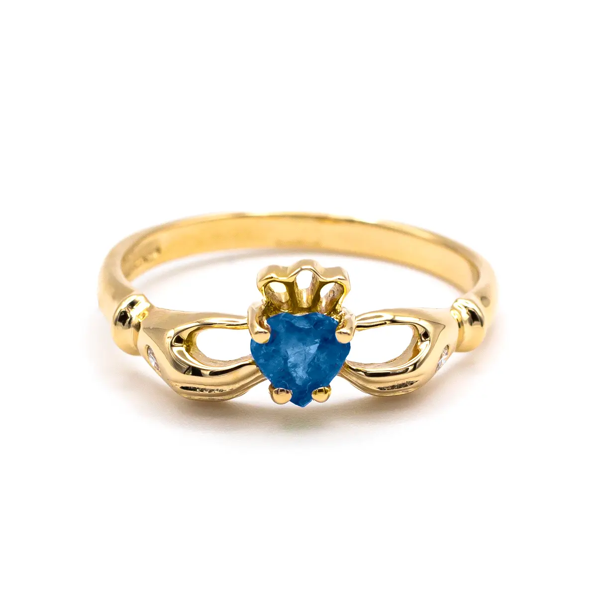 Gold Sapphire Claddagh Ring 1...