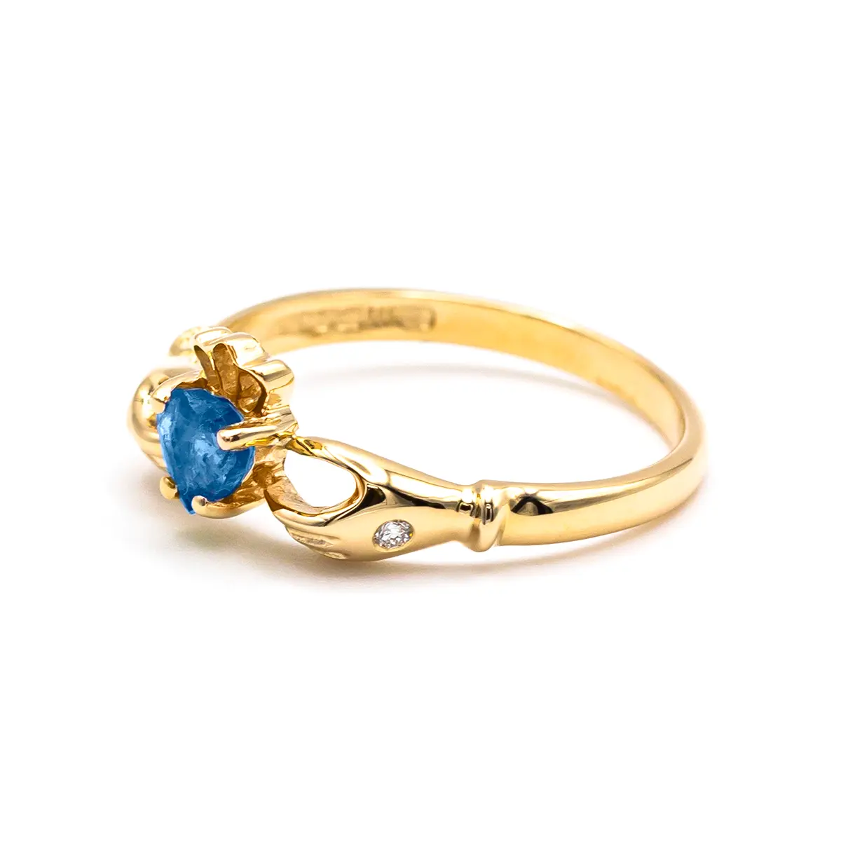 Gold Sapphire Claddagh Ring 4...