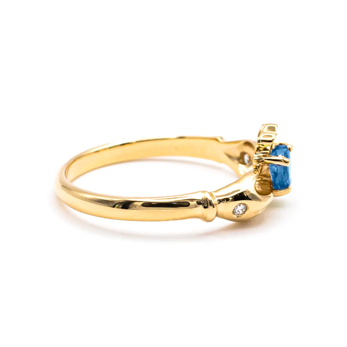 Gold Sapphire Claddagh Ring 5...