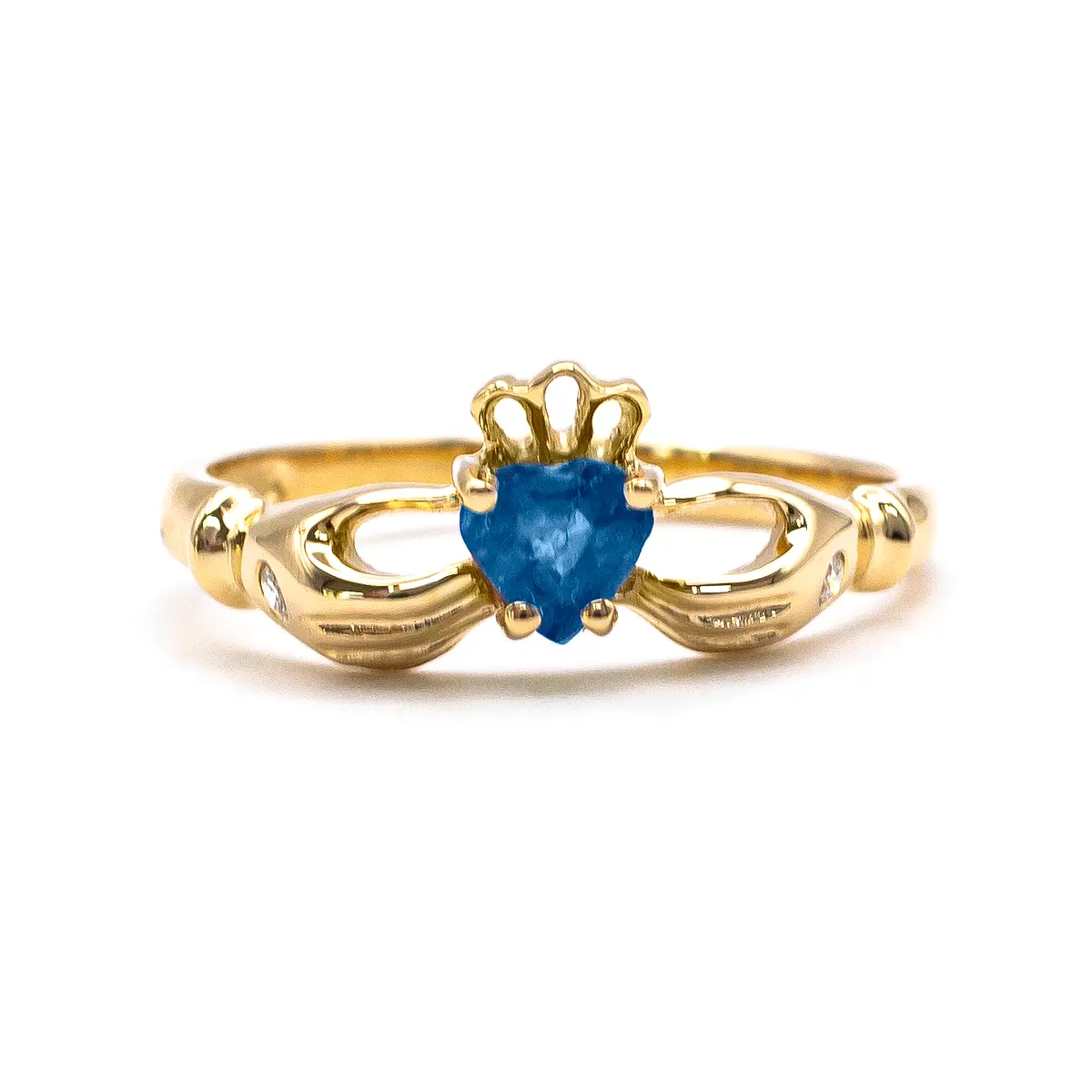 Gold Sapphire Claddagh Ring 7...