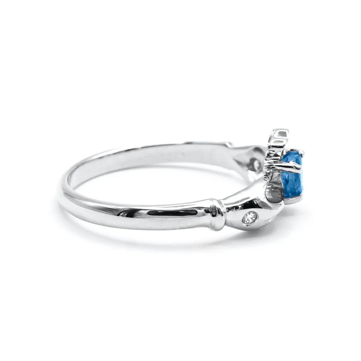 White Gold Sapphire Claddagh Ring 5...