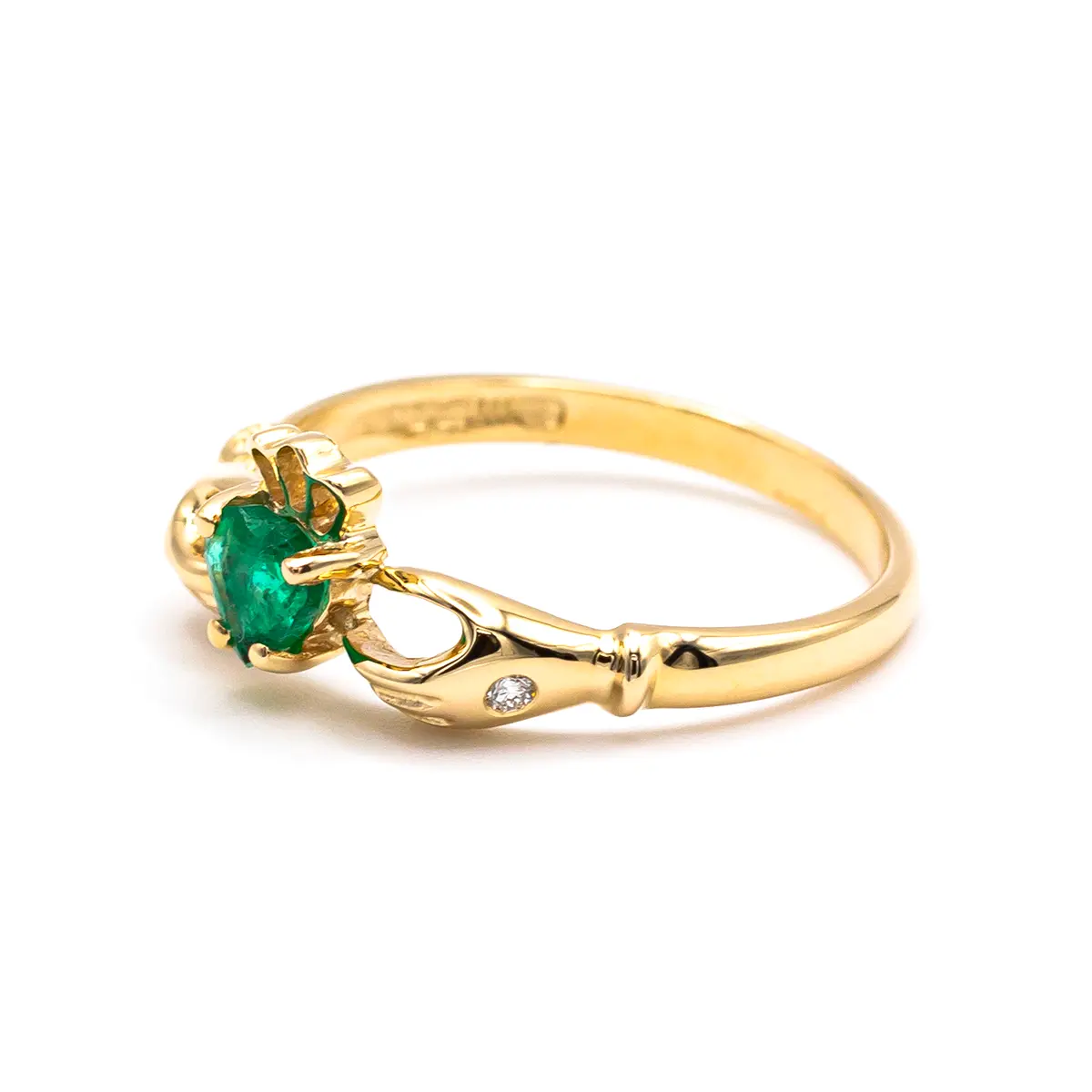 Gold Emerald Ladies Claddagh Ring 4...
