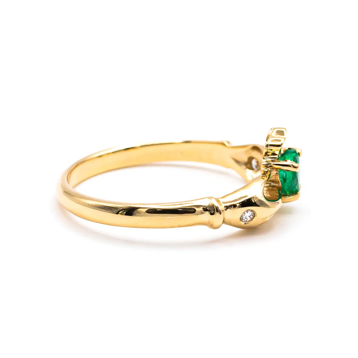 Gold Emerald Ladies Claddagh Ring 5...