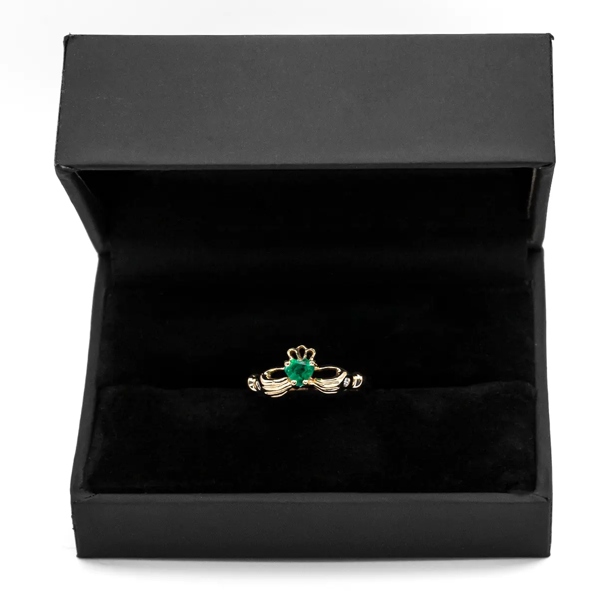 Gold Emerald Ladies Claddagh Ring 8...
