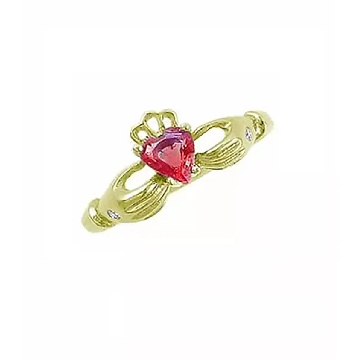 Heartshape Ruby Diamond Claddagh Ring