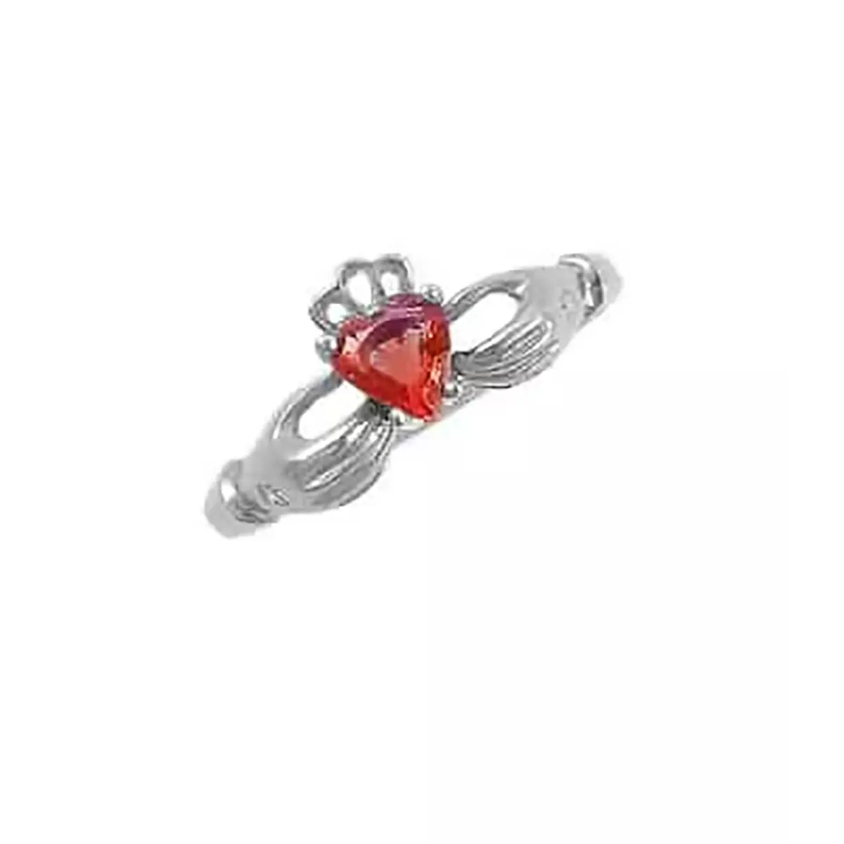White Gold Claddagh Ring Adorned Heart-shape Ruby And Diamonds...