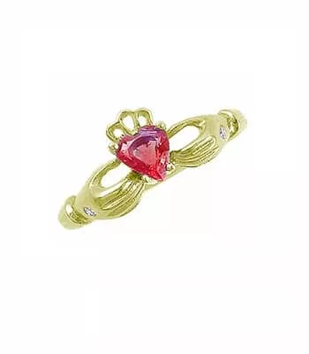 Claddagh Ring With Ruby Heart 5
