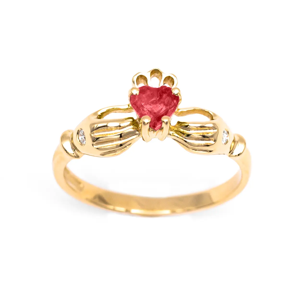 Gold Ruby Claddagh Ring 2...