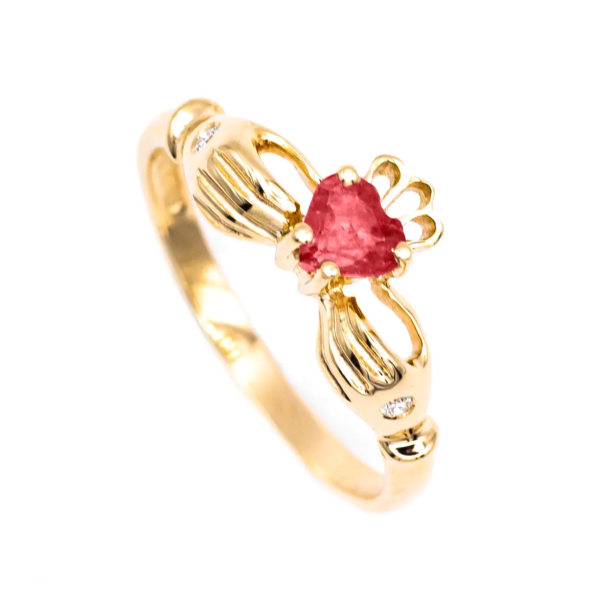 Gold Ruby Claddagh Ring 3...