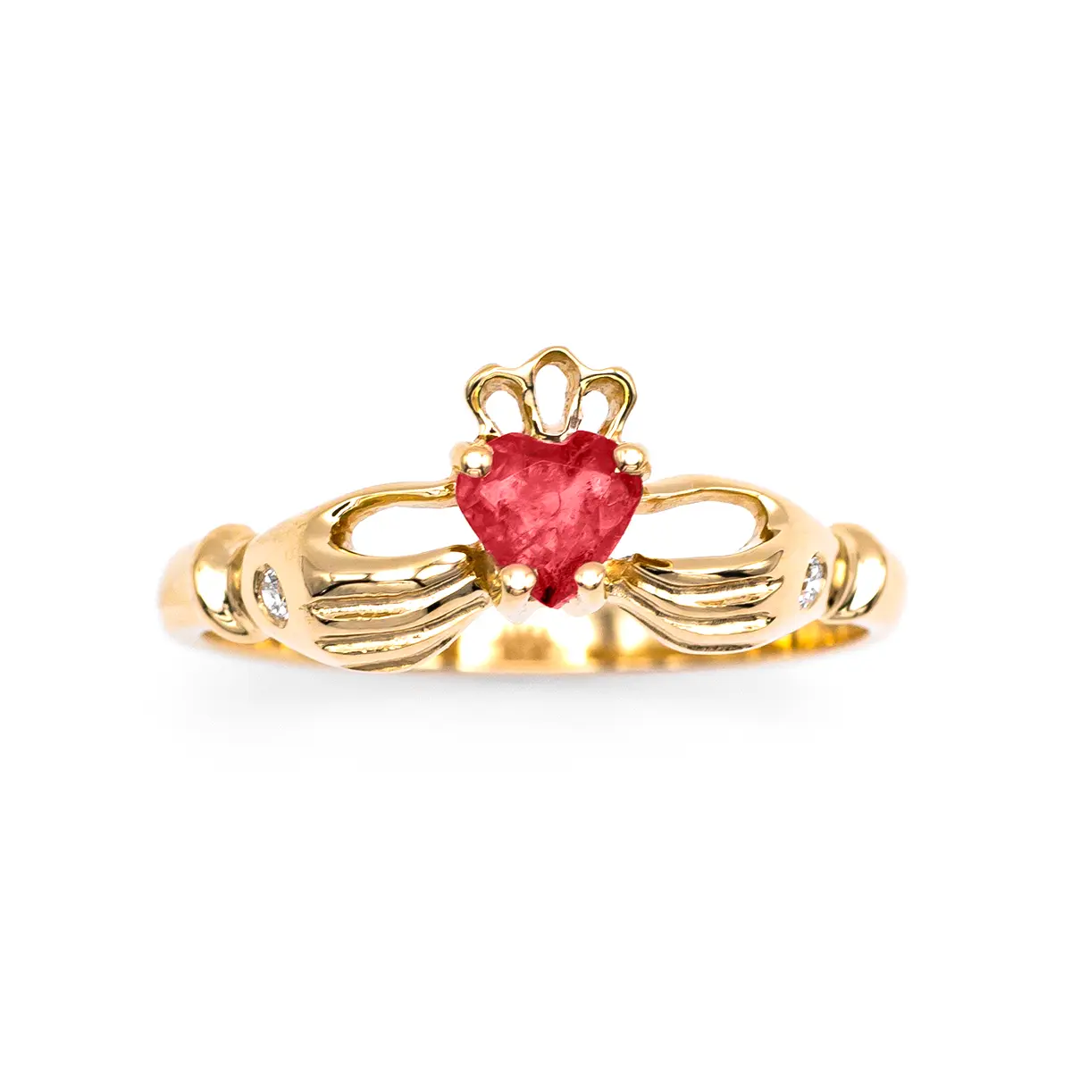 Gold Ruby Claddagh Ring 6...