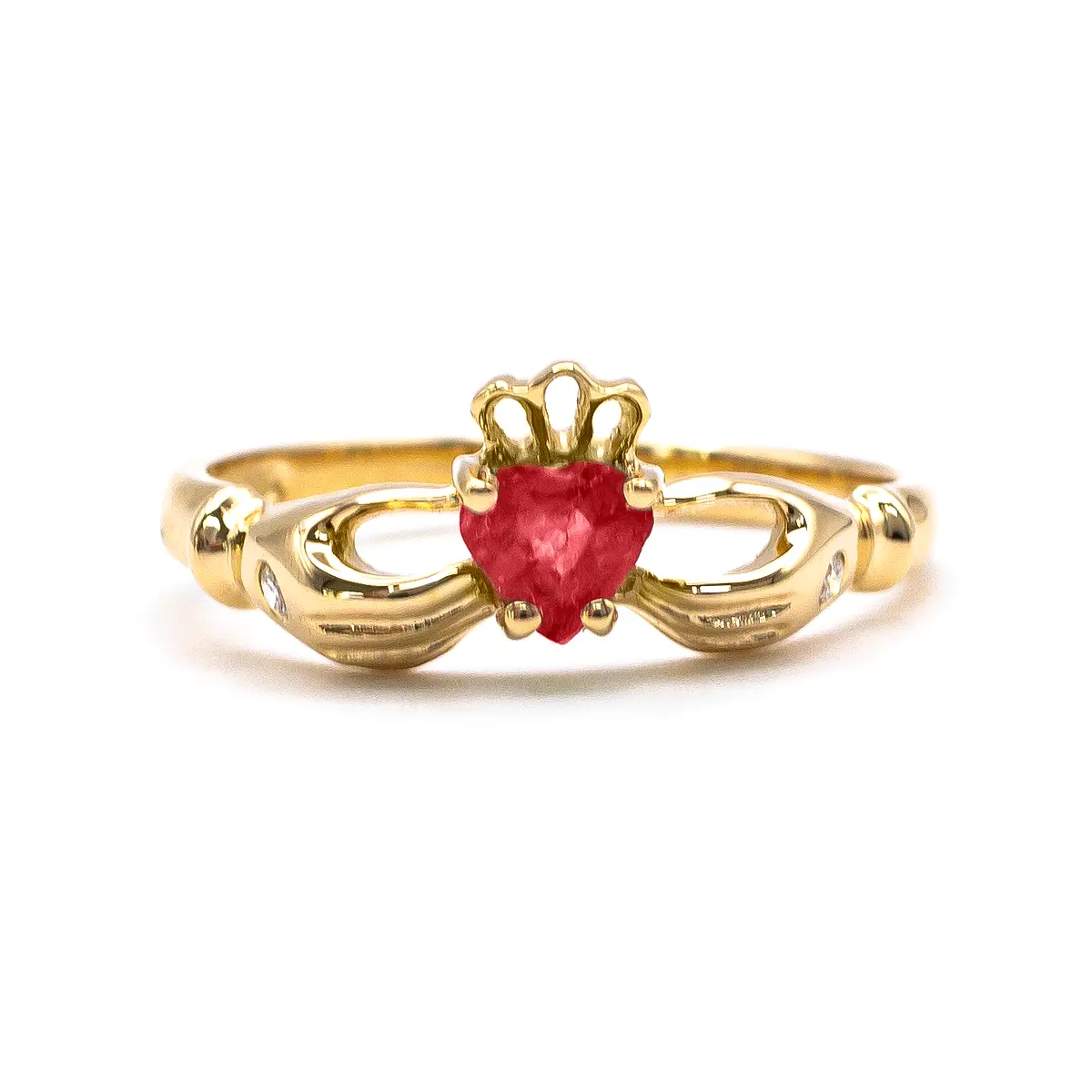 Gold Ruby Claddagh Ring 7...