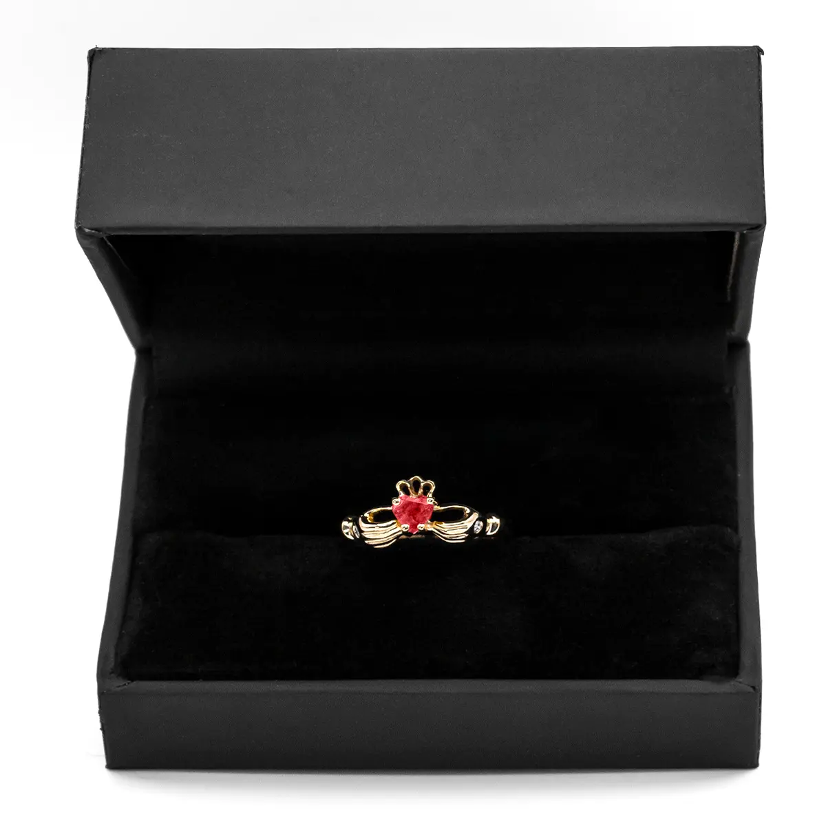 Gold Ruby Claddagh Ring 8...