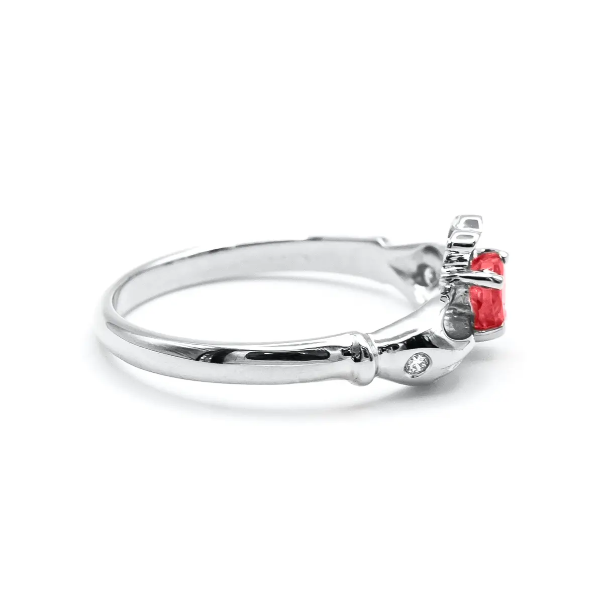White Gold Ruby Claddagh Ring 5...