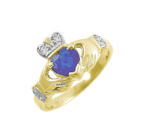 Heart Sapphire Claddagh Ring