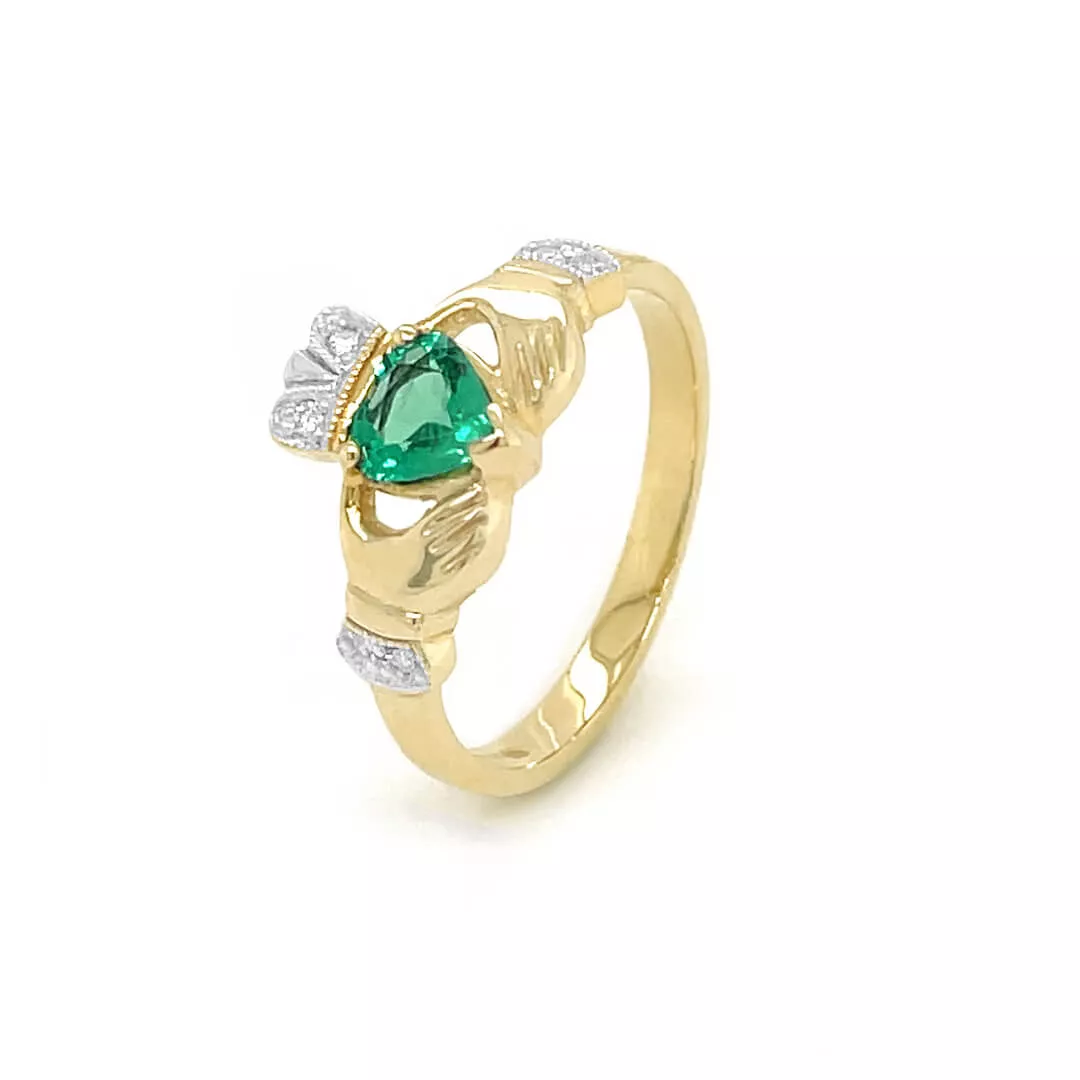 3 Claddagh Ring With Emerald 3 3...