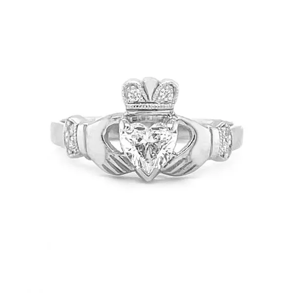 White Gold Diamond Claddagh Ring