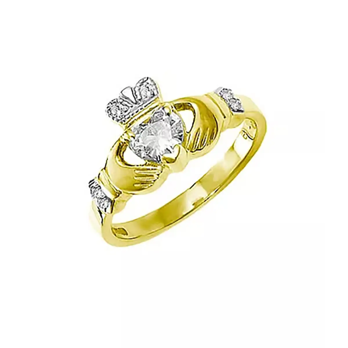 Irish Handcrafted Full Heart Diamond Claddagh Engagement Ring, Centre ...