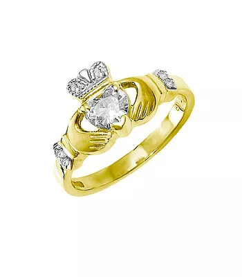 Handcrafted Full Heart Diamond Claddagh Engagement Ring