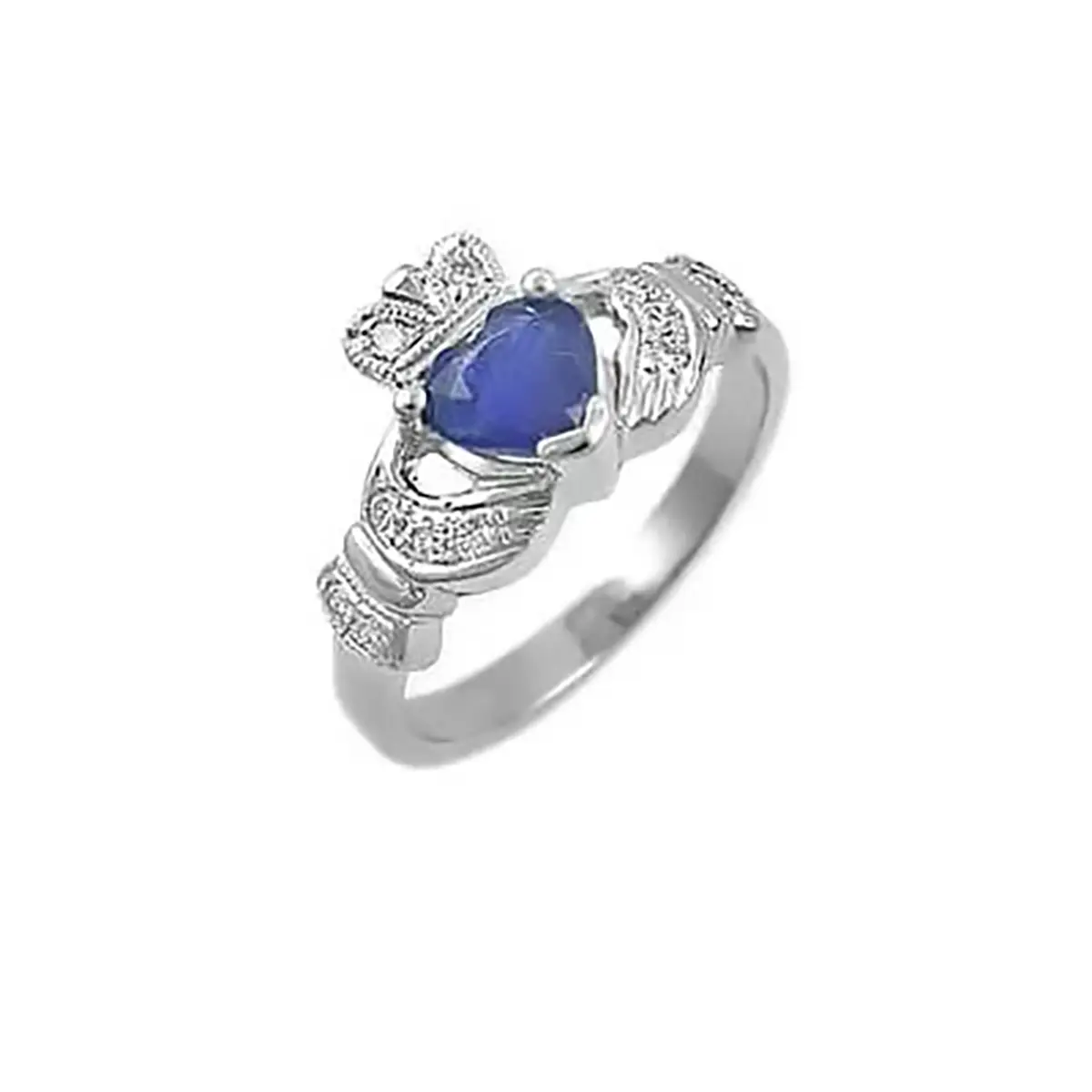 1_white Gold Sapphire Claddagh Ring...