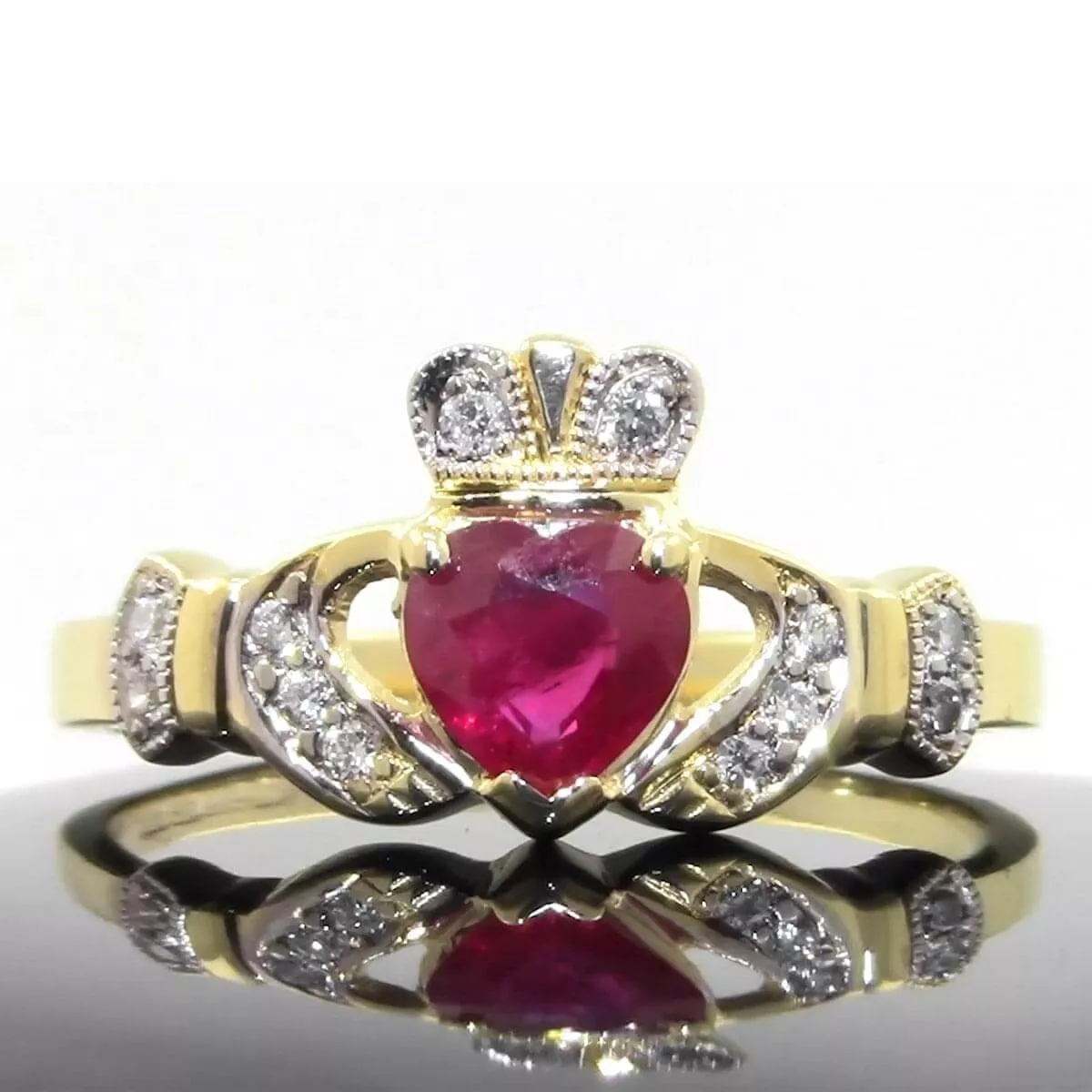 Claddagh Ring With Ruby Stone 1 1