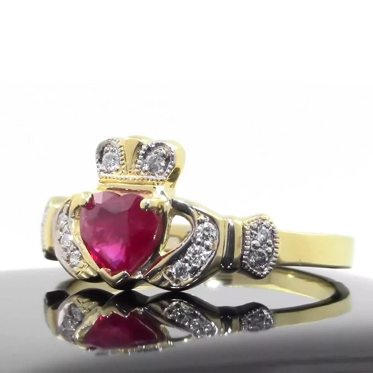 Claddagh Ring With Ruby Stone 2 3...