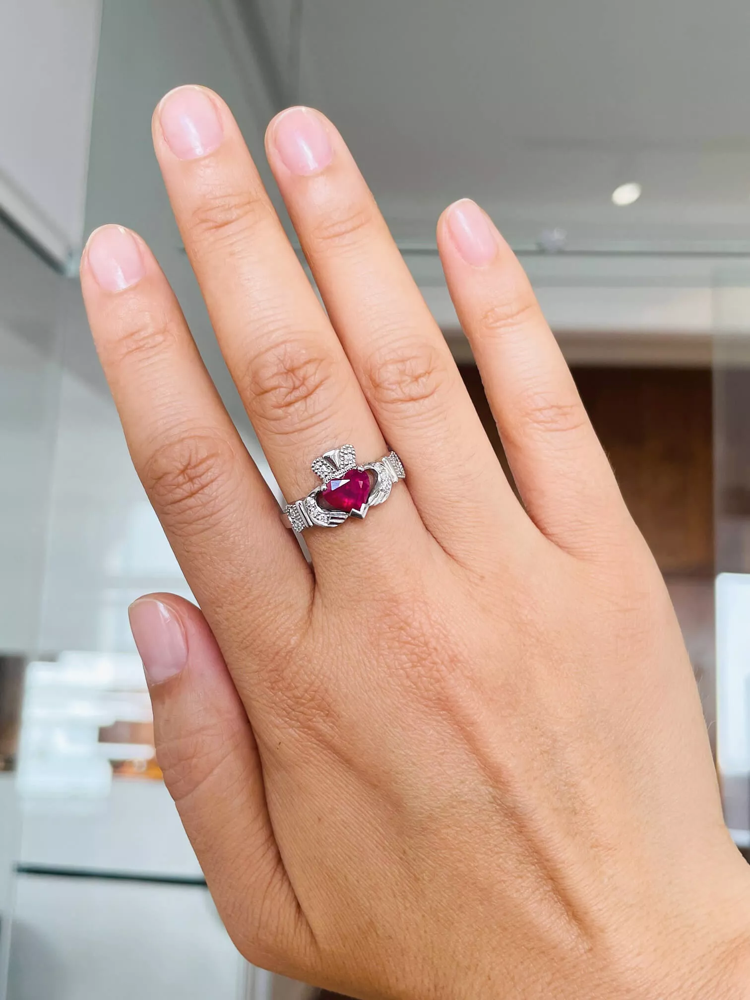 Ruby Claddagh Engagement Ring 4 4...