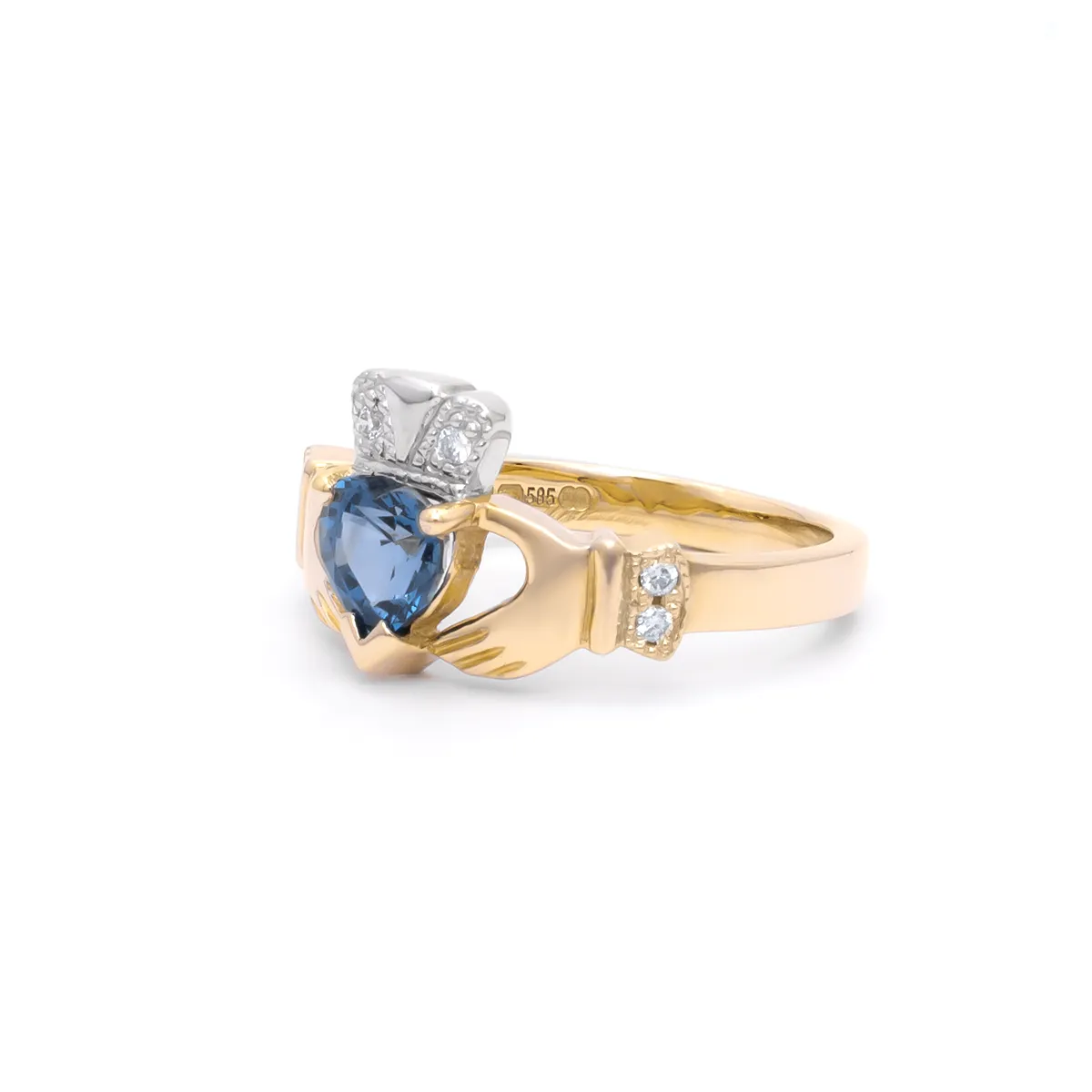 IJCR0016 Yellow Gold Sapphire Claddagh Ring 2