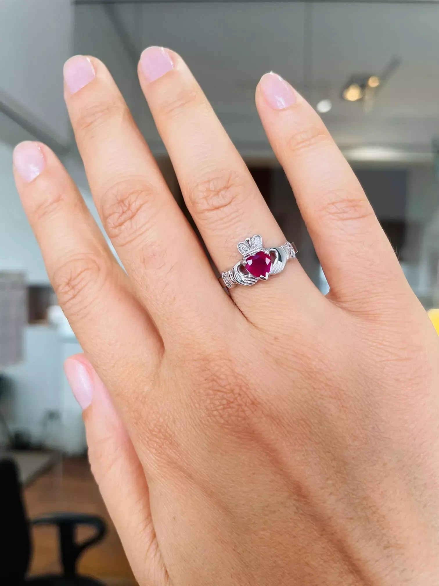 Nature Inspiration Unique Coffin Cut Lab Grown Ruby Engagement Ring Solid  Gold - Oveela Jewelry