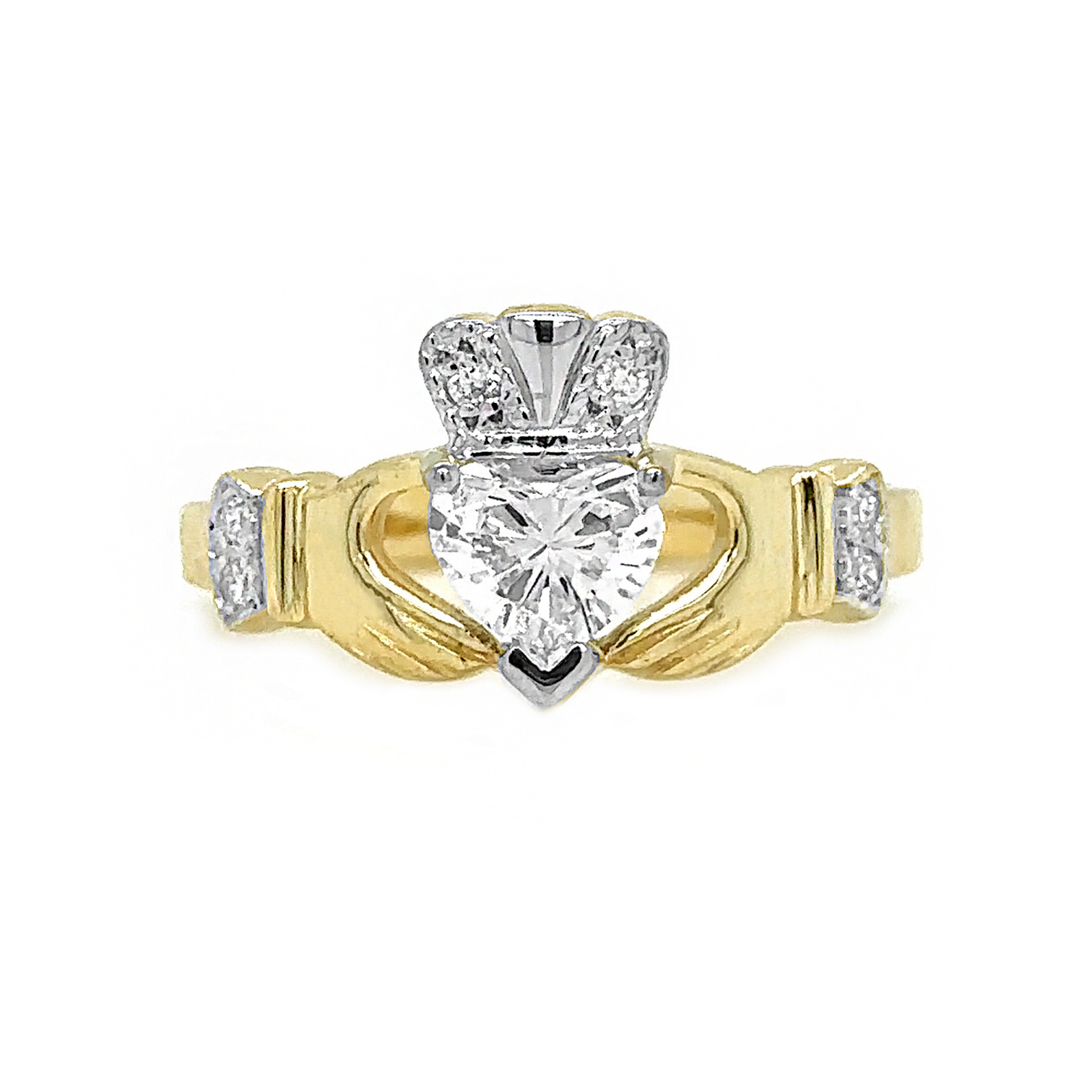 Claddagh Engagement Ring with Heartshape Diamond