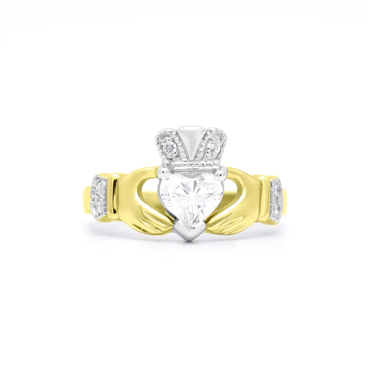 Ladies Gold Diamond Claddagh Ring 1...