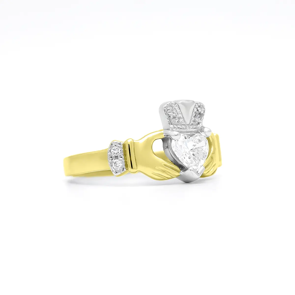 Ladies Gold Diamond Claddagh Ring 3...