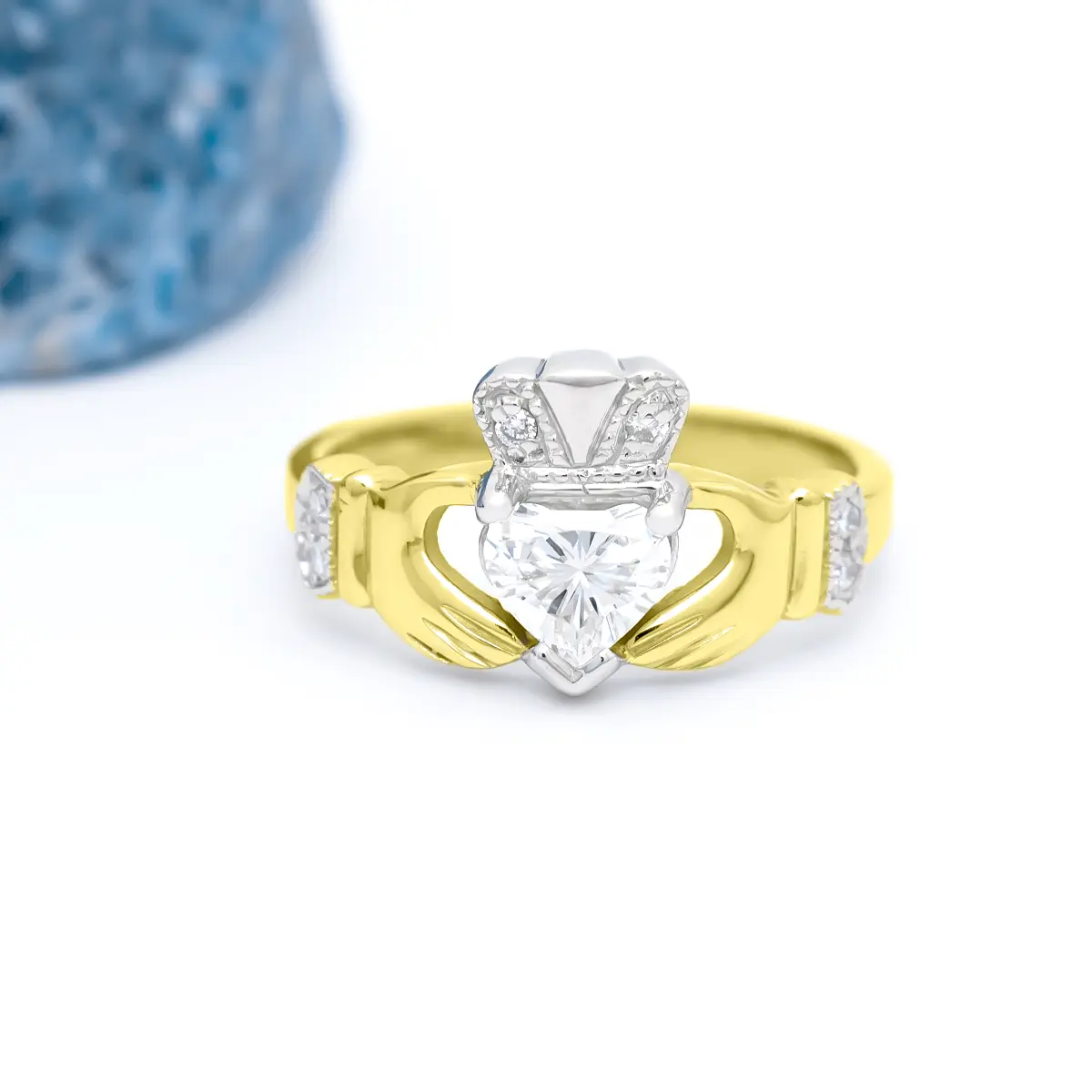 Ladies Gold Diamond Claddagh Ring 6...