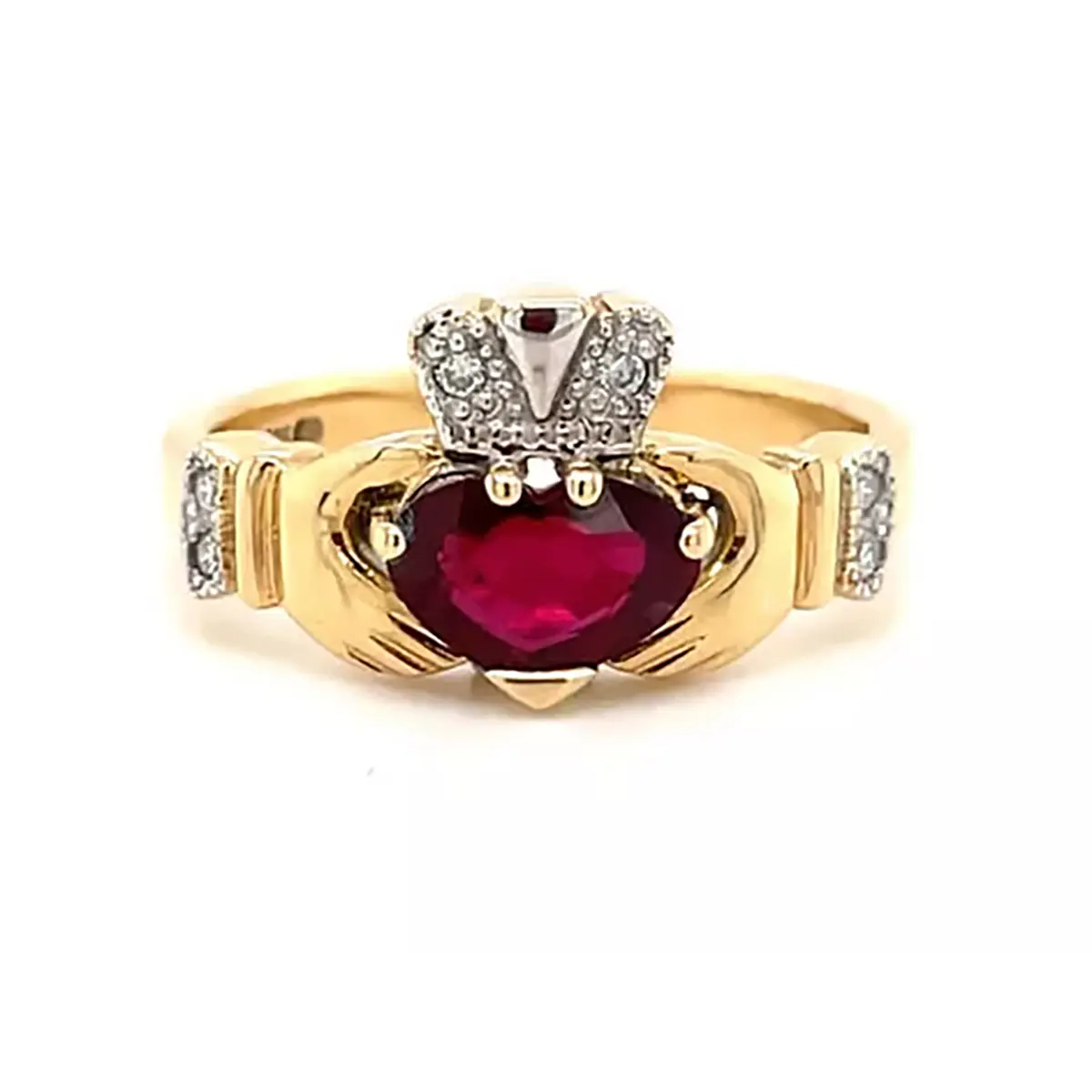 1_claddagh Ring With Ruby Heart