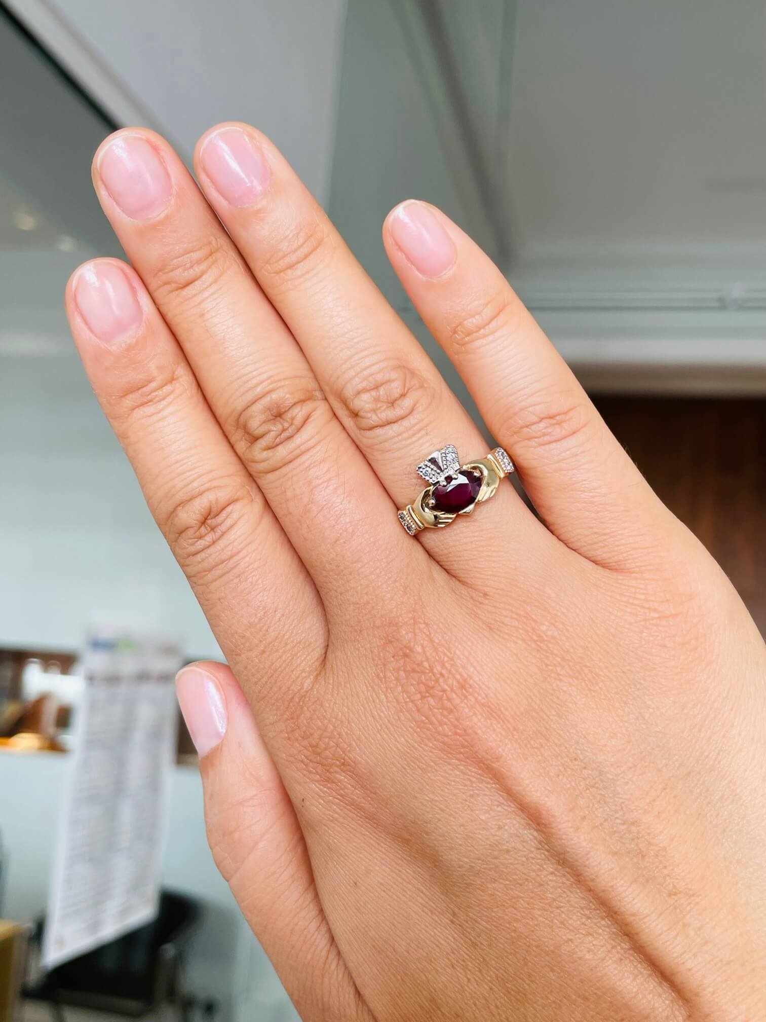 Claddagh Ring With Ruby Heart 4 4