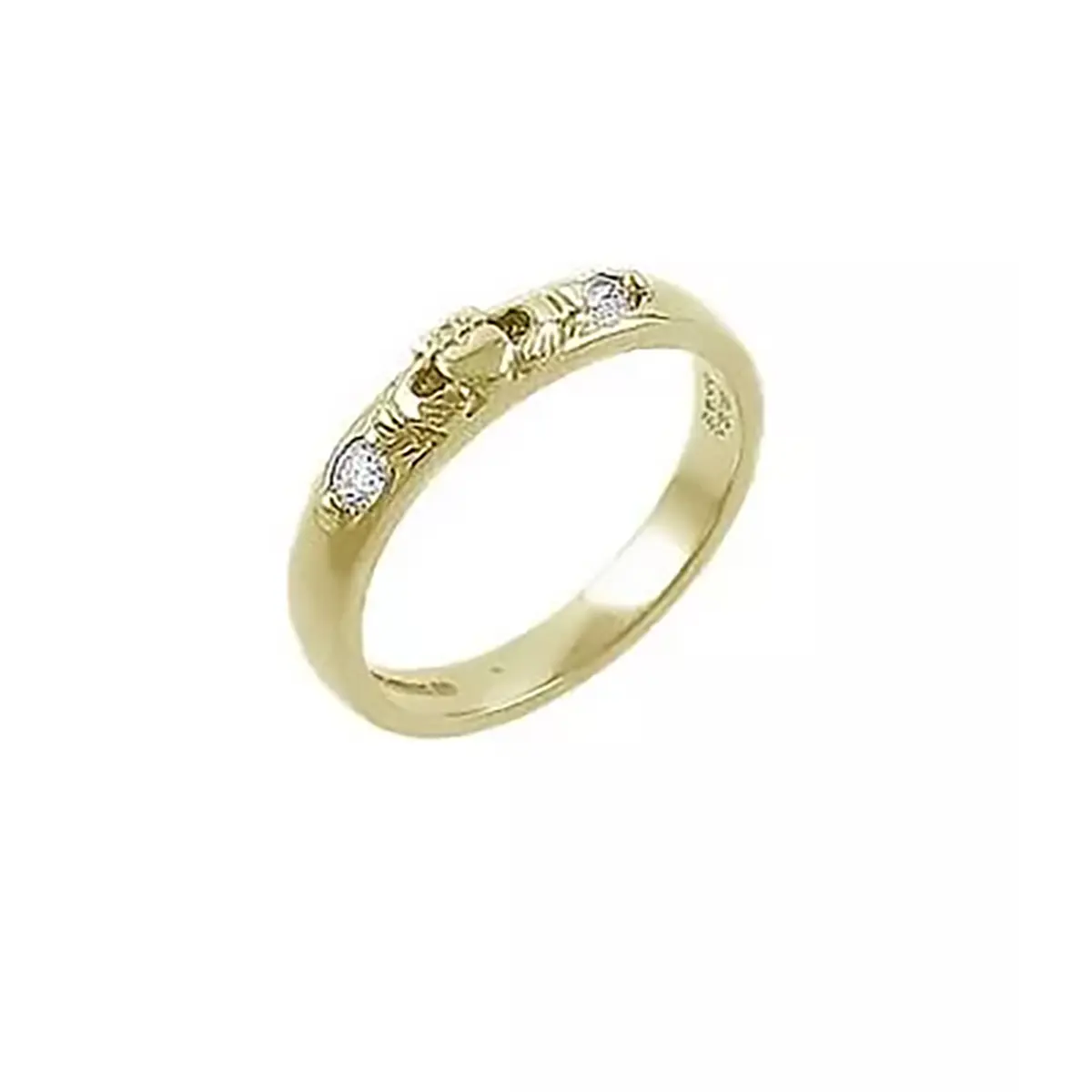 2 Stone Wedding Diamond Claddagh Ring...