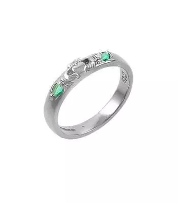 White Gold  Emerald 2 Stone Claddagh Wedding Ring 2...