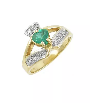 Emerald And Diamond Wishbone Claddagh Ring 1 1...