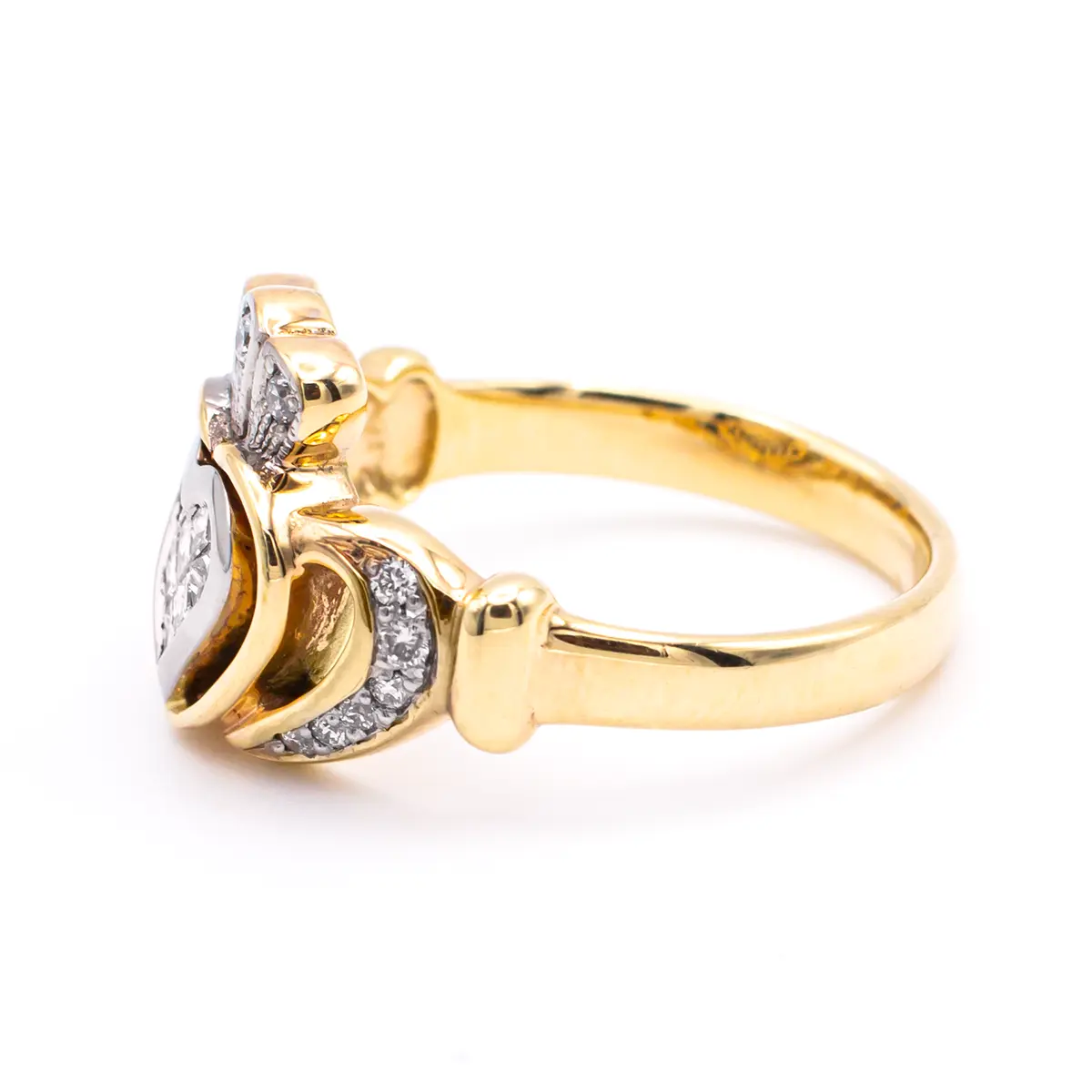 Gold Diamond Claddagh Engagement Ring 2...
