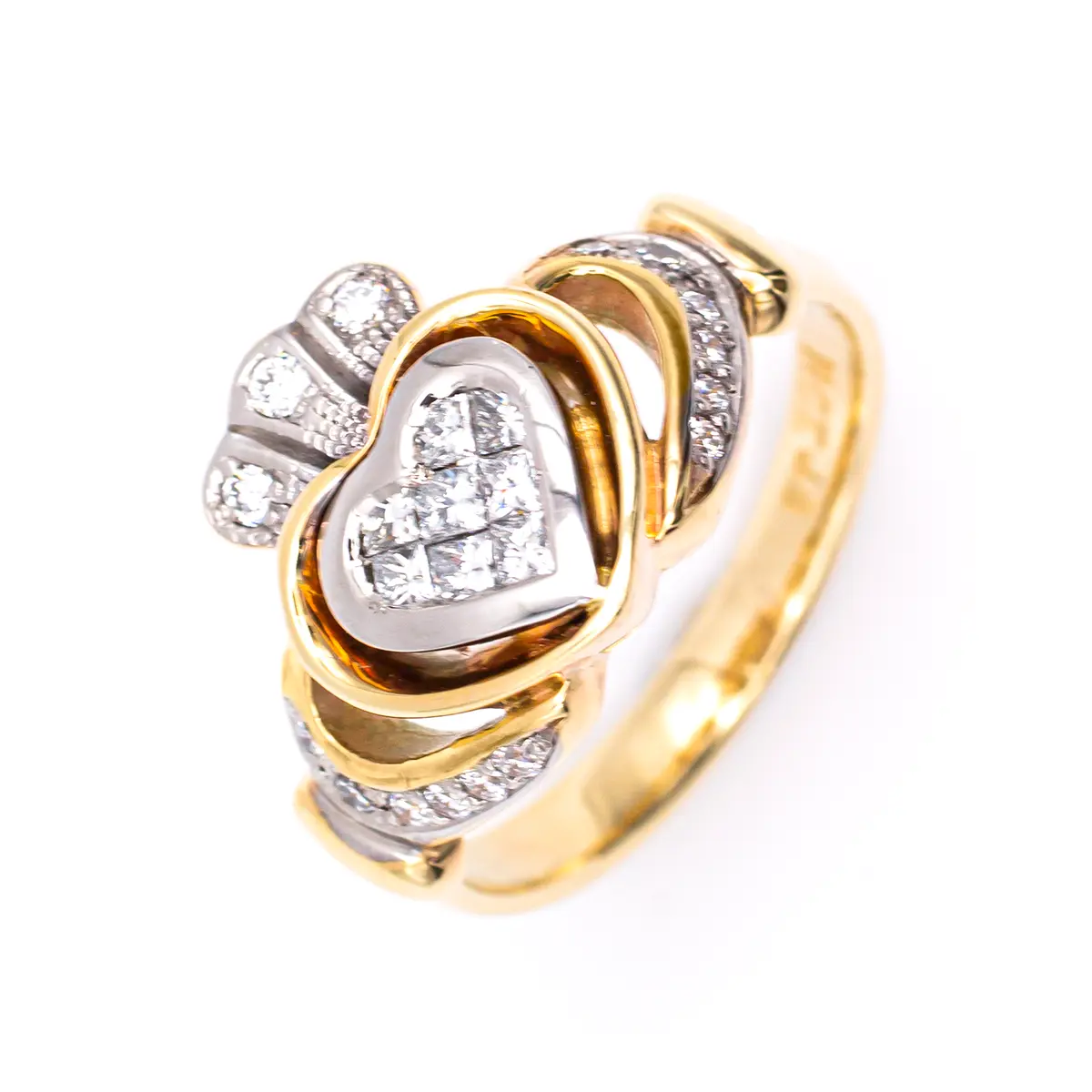 Gold Diamond Claddagh Engagement Ring 4...