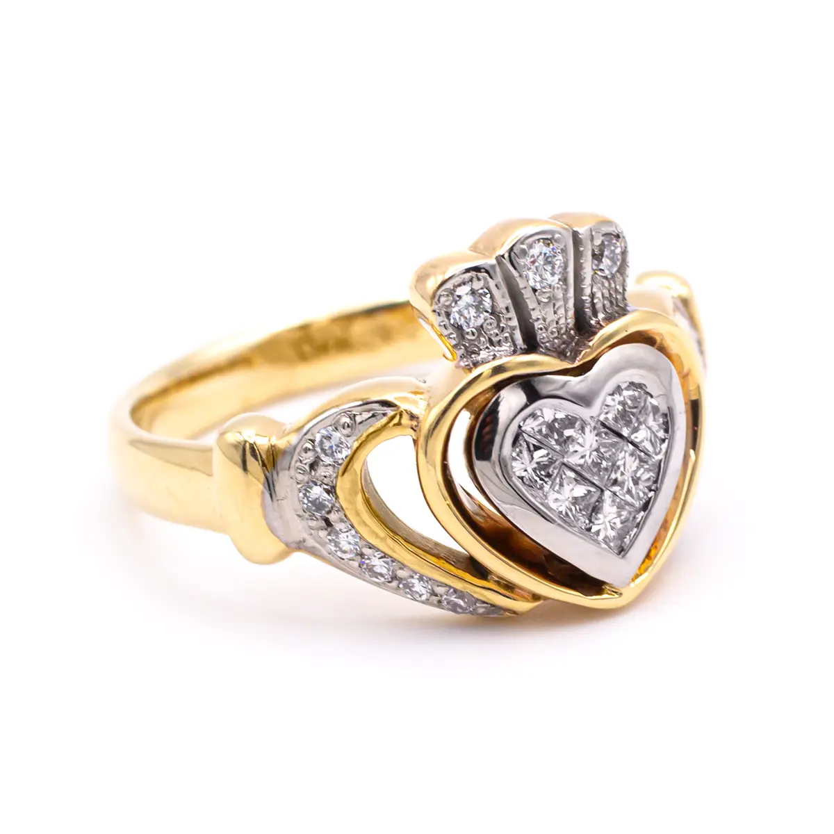 Gold Diamond Claddagh Engagement Ring 5...
