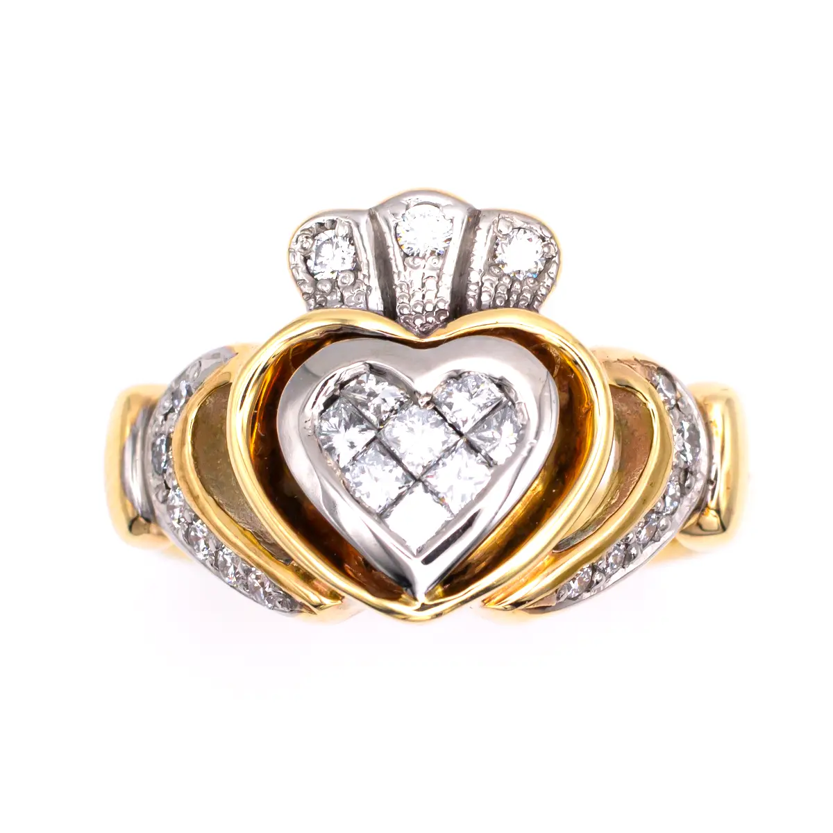 Gold Diamond Claddagh Engagement Ring 6...