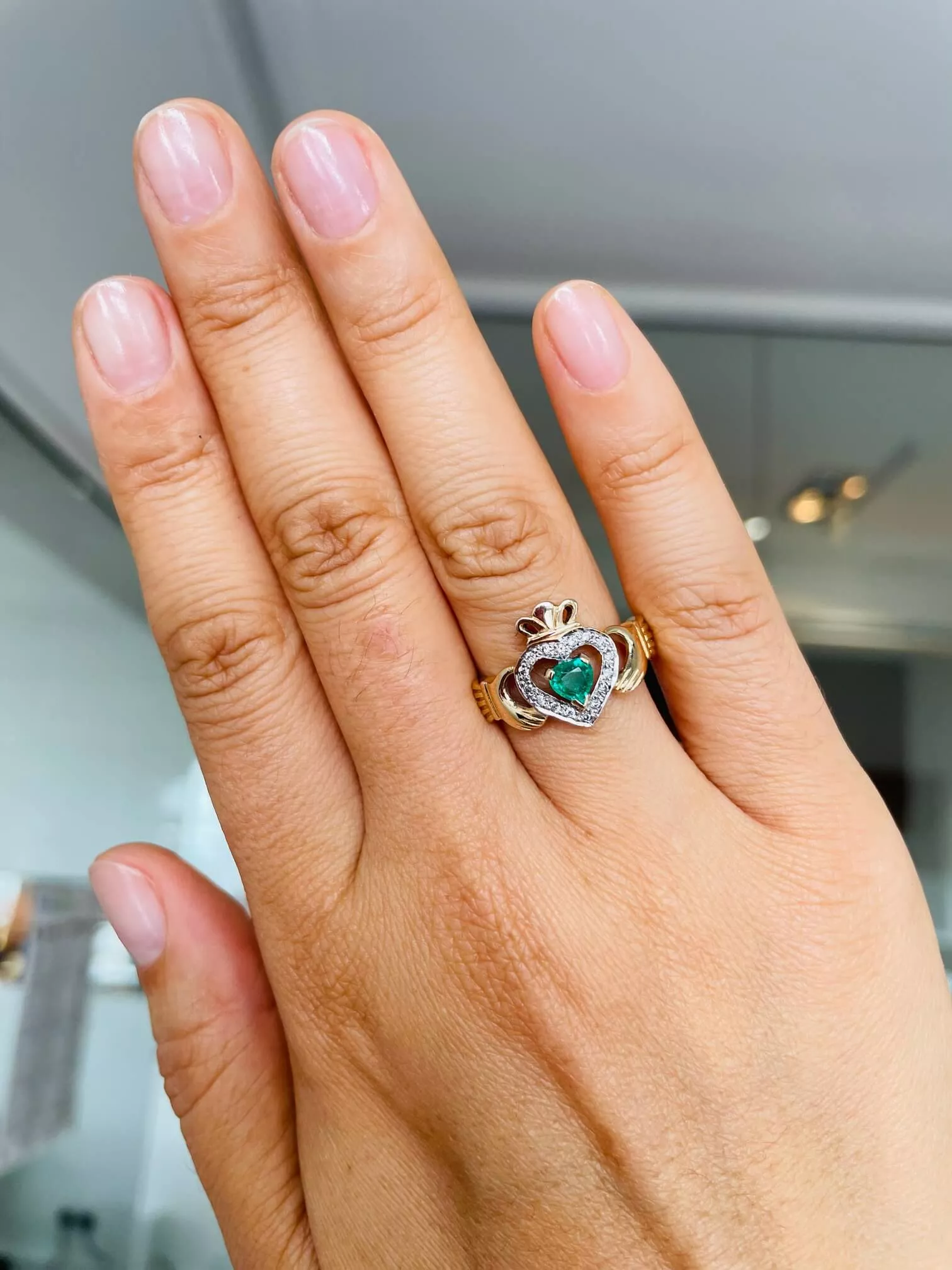2 Diamond And Emerald Claddagh Ring 2 2