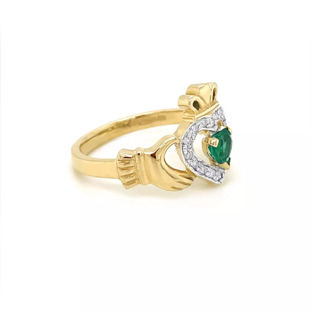 4 Diamond And Emerald Claddagh Ring 4 4