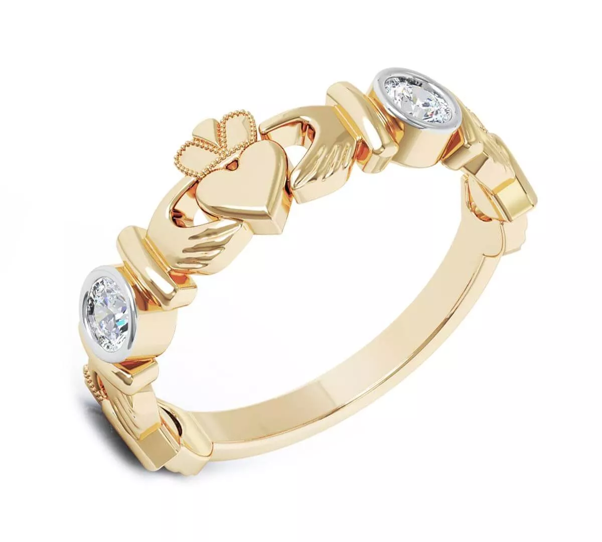  Gold and Diamond Claddagh Ring